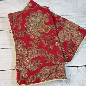 Ralph Lauren CHAPS Juliette Red Gold Paisley KING Pillow Shams x 2  100% Cotton